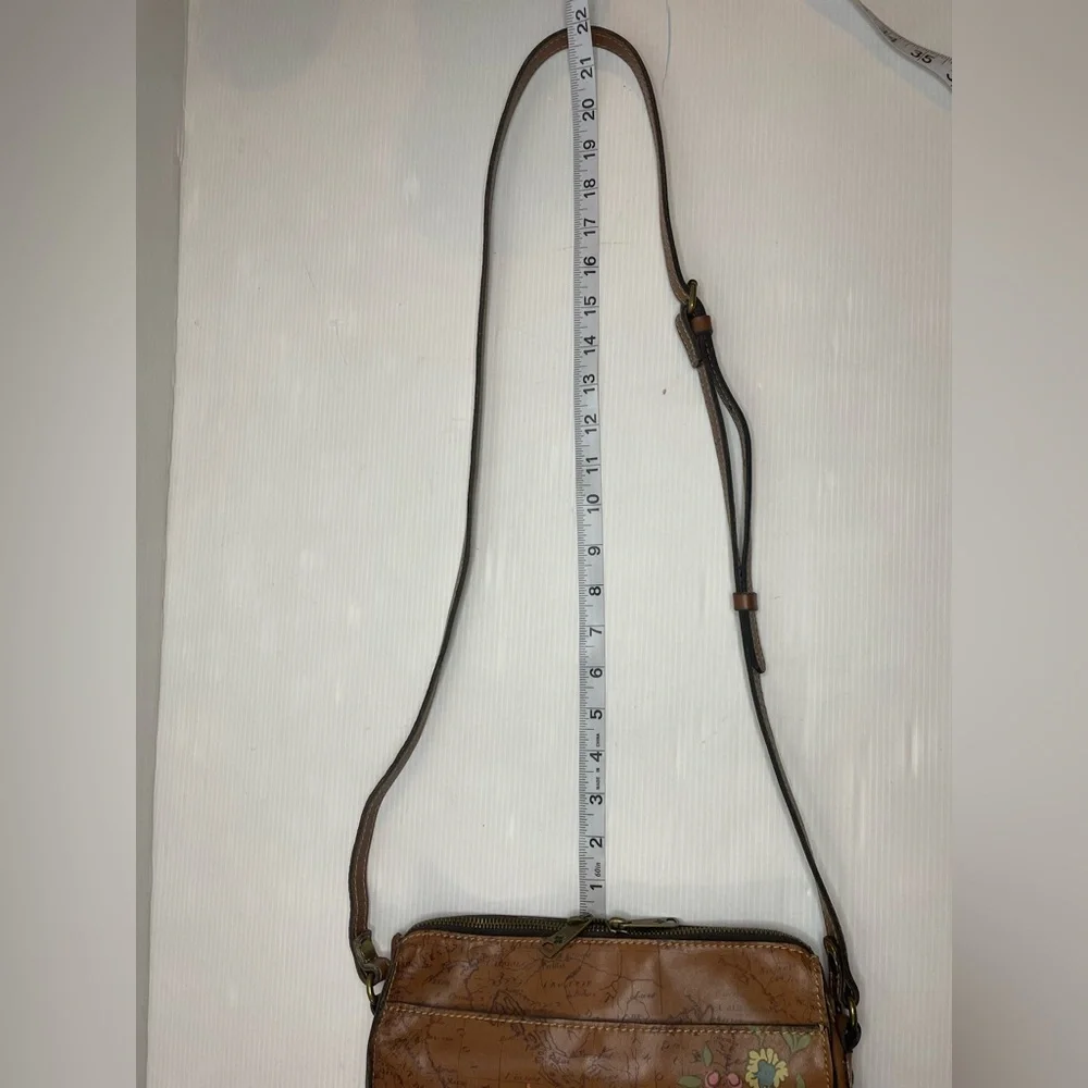 Patricia Nash Poppy Floral Bird Leather Map Crossbody - Picture 13 of 13